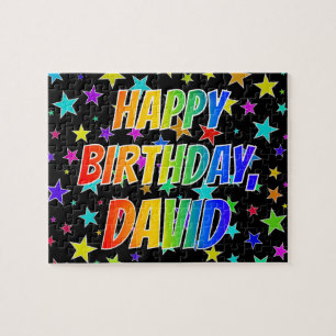 Quebra-cabeça "DAVID" Primeiro Nome, Diversão "FELIZ ANIVERSÁR