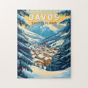 Quebra-cabeça Davos Suiça Art Vintage