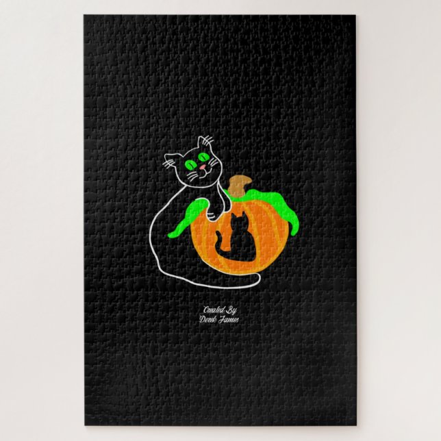 Quebra-cabeça de abóbora de gato preto (1014 peças (Vertical)