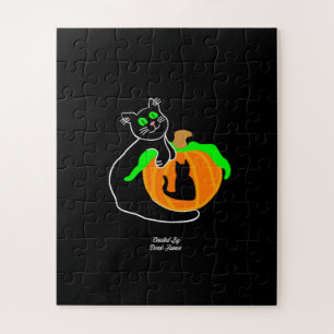 Quebra-cabeça de abóbora de gato preto (56 peças)