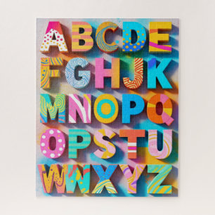 Quebra-cabeça de Alfabeto Colorido com Letras Falt