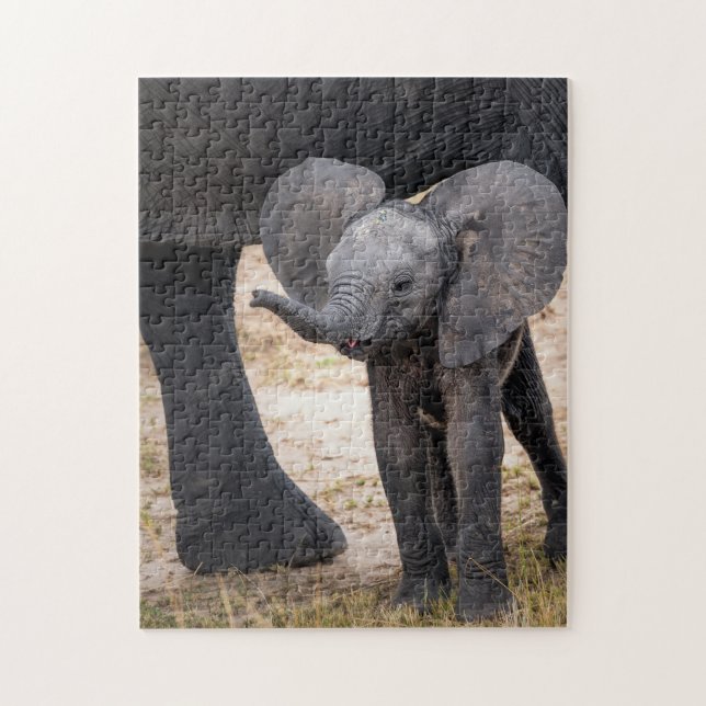 Quebra-cabeça de animais Mãe e Bebê Elefante (Vertical)