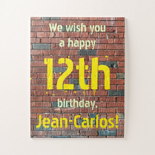Quebra-cabeça de aniversário de 12 personalizado (Vertical)