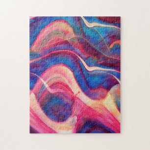Quebra-cabeça de Arte Abstrata Azul e Rosa