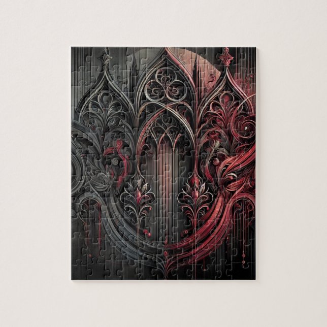 Quebra-cabeça de Arte Archada Gótica - Preto e Ver (Vertical)