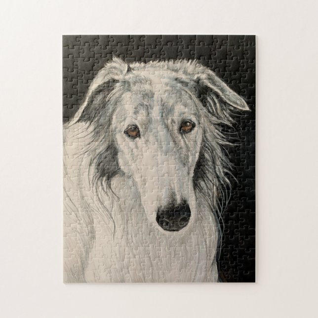 Quebra-cabeça de Arte de Cão Borzoi Russo Wolfhoun (Vertical)