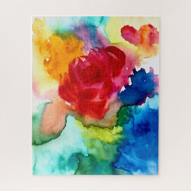 Quebra-cabeça de arte de papoula rosa em aquarela (Vertical)