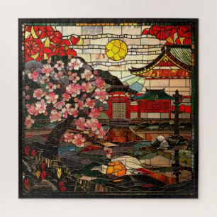 Quebra-cabeça de Arte de Vidro Contido Japonês