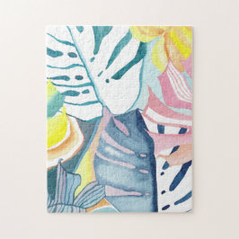 Quebra-cabeça de Arte em Aquarela Abstrata Botânic