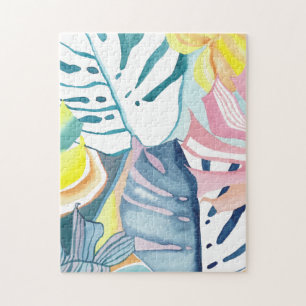 Quebra-cabeça de Arte em Aquarela Abstrata Botânic