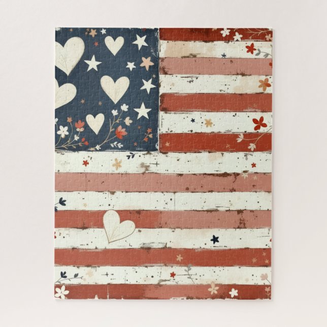 Quebra-cabeça de Arte Popular da Bandeira American (Vertical)