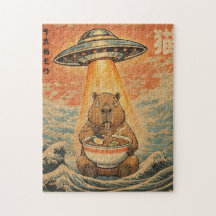 Quebra-cabeça de Arte Retro Capivara Ramen Onda UF