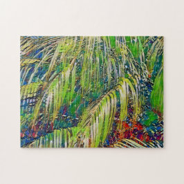 Quebra-cabeça de Arte Tropical de Jardim e Palmeir