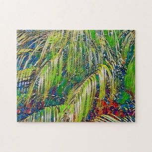 Quebra-cabeça de Arte Tropical de Jardim e Palmeir