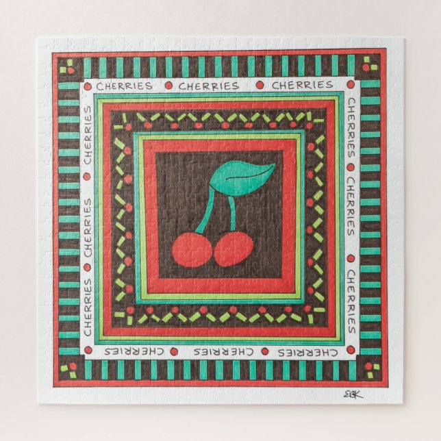 Quebra-cabeça de Arte Única - Cerejas  (Vertical)