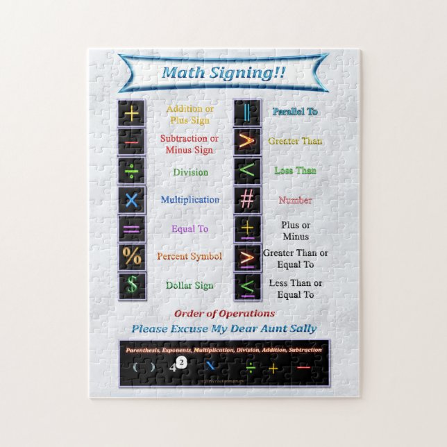 Quebra-cabeça de assinatura da matemática (Vertical)