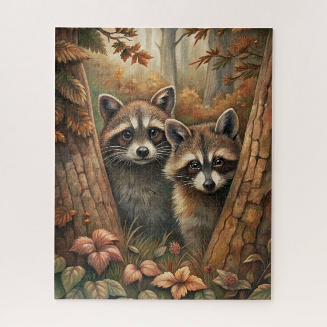 Quebra-cabeça de Autumn Raccoons (Vertical)