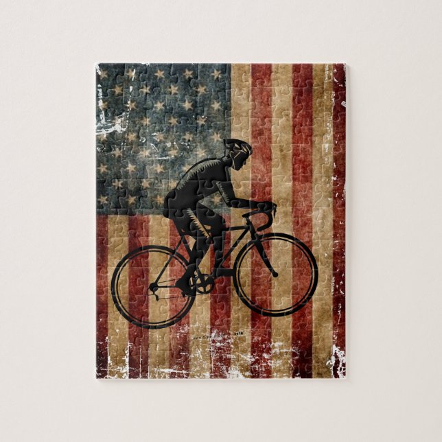 Quebra-cabeça de Bicicleta de Bandeira Americana e (Vertical)