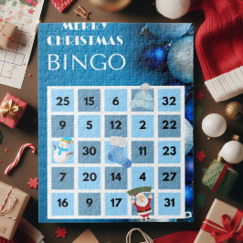 Quebra-cabeça de Bingo Jigsera de Natal Azul e Bra