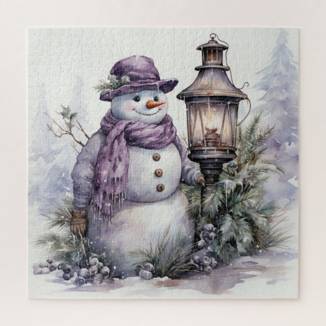 Quebra-cabeça de Boneco de Neve em Aquarela (Vertical)