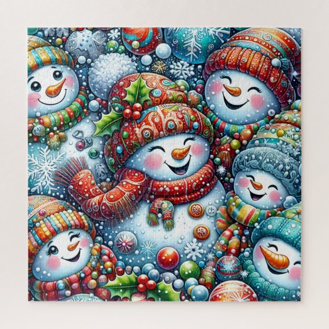 Quebra-cabeça de bonecos de neve (Vertical)