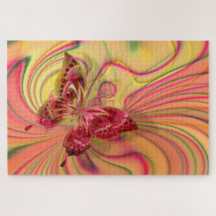 quebra-cabeça de borboleta vermelha de pêssego