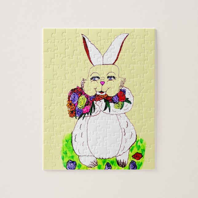 QUEBRA-CABEÇA DE BUNNY LESTE E FLORES (Vertical)