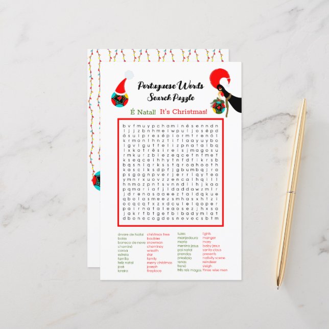 Quebra-cabeça de Busca de Palavras em Português de (Frente/Verso In Situ)