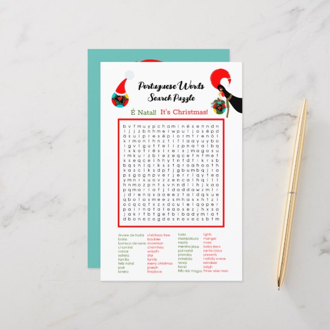 Quebra-cabeça de Busca de Palavras em Português de (Frente/Verso In Situ)