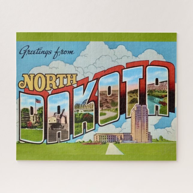 Quebra-cabeça de cartão-postal de Dakota do Norte  (Horizontal)