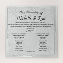 Quebra-cabeça de Casamento de Folhas de Prata Eleg