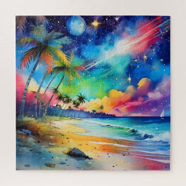 quebra-cabeça de cena de aquarela tropical (Vertical)