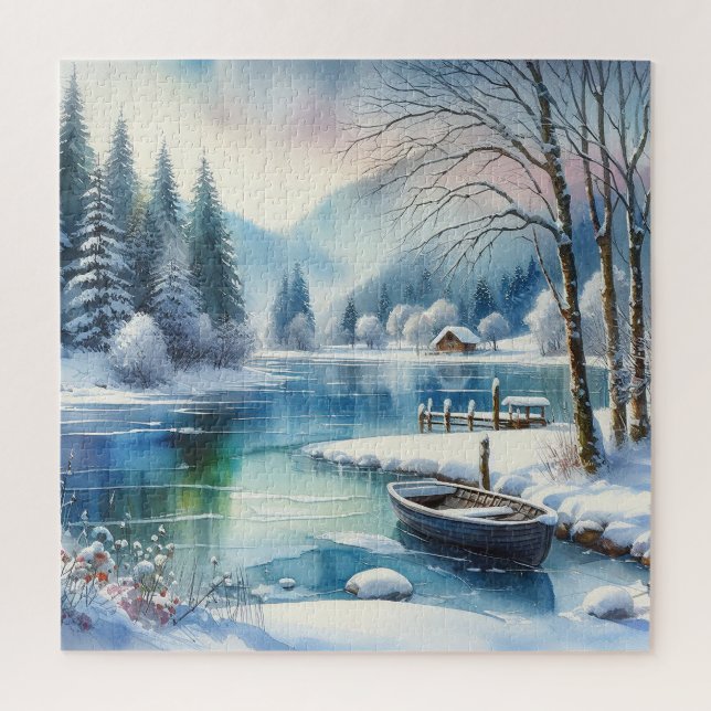 Quebra-cabeça de Cena de Lago no Inverno (Vertical)