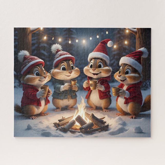 Quebra-cabeça de Chipmunks de Natal (Horizontal)