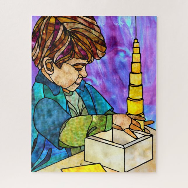 Quebra-cabeça de Cilindro Amarelo Montessori (Vertical)