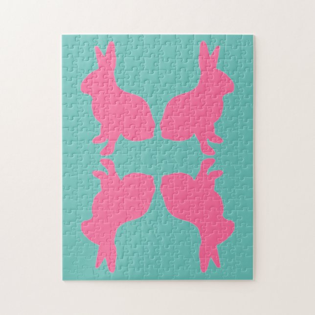 Quebra-cabeça de coelhinho rosa-duro (Vertical)