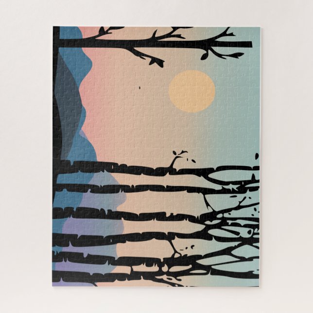 Quebra-cabeça de Colinas e árvores de paisagem (Vertical)