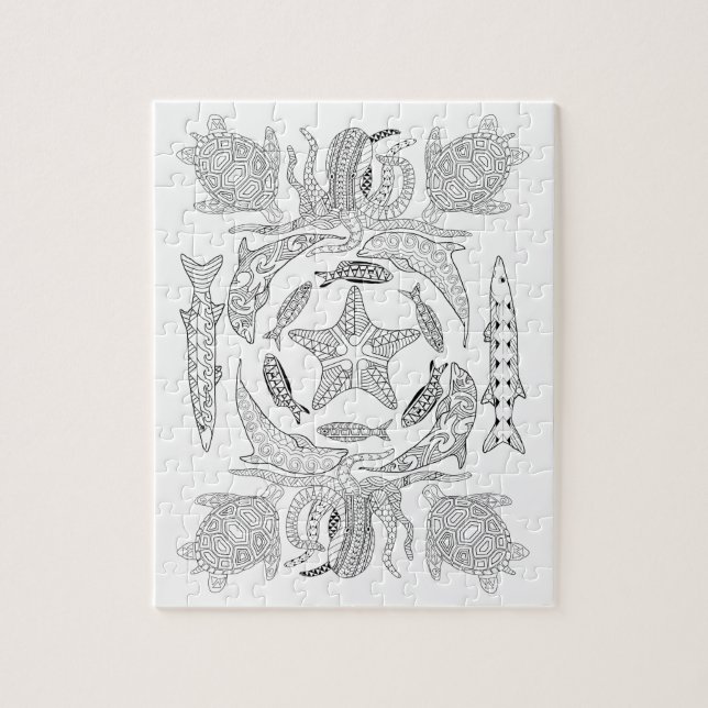 Quebra-cabeça de Coloração de Adultos Sealife (Vertical)