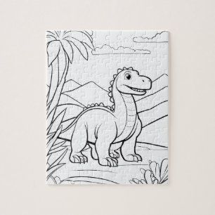 Quebra-cabeça de Colorir Animal da Selva Dinossaur
