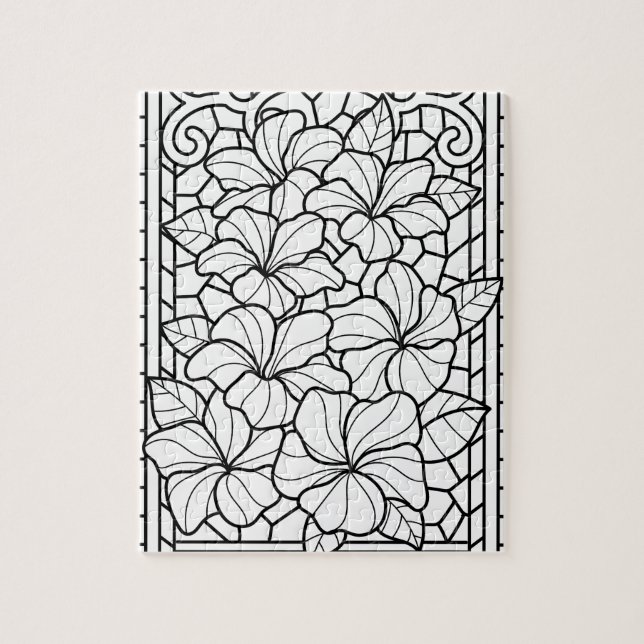 Quebra-cabeça de Colorir Vidro Pintado Floral Botâ (Vertical)