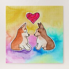 Quebra-cabeça de Corgis de Cores Aquáticas