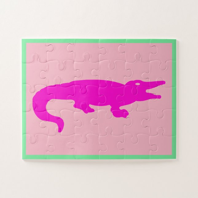 Quebra-cabeça de Crocodilo Rosa (Horizontal)
