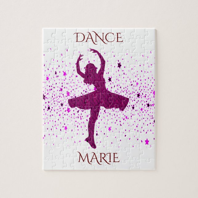 Quebra-cabeça de dança para garotas. Nome personal (Vertical)