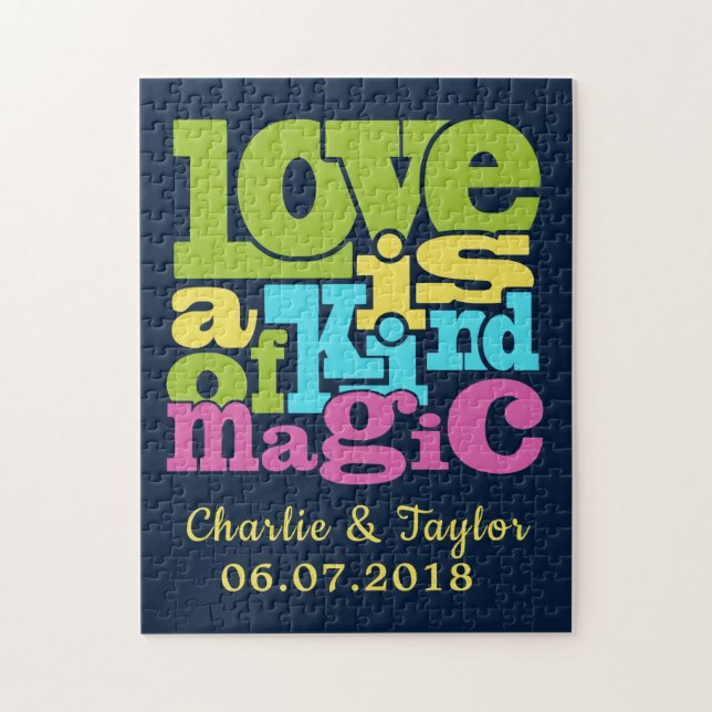 Quebra-cabeça de data e nomes personalizados do Am (Vertical)