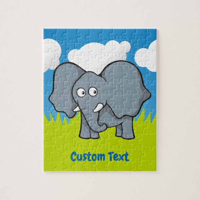 quebra-cabeça de desenho animado de elefante cinza (Vertical)