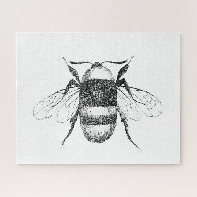 Quebra-cabeça de desenho de abelha branca e preta (Horizontal)