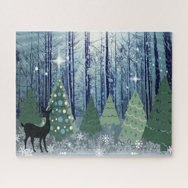 Quebra-cabeça de Design de Natal na Floresta (Horizontal)