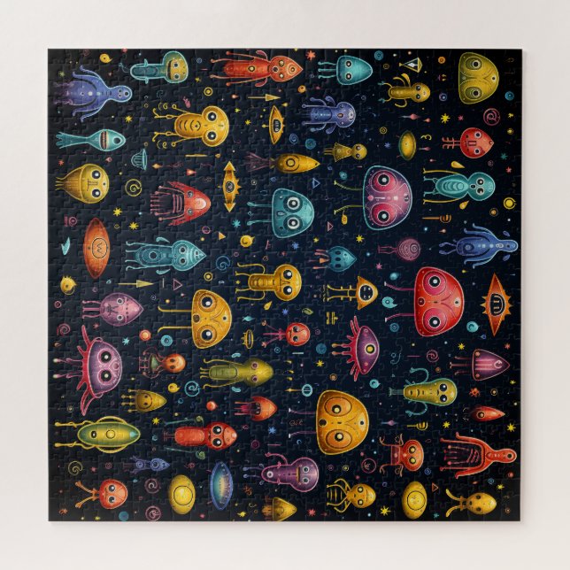 Quebra-cabeça de diversão de aliens (Horizontal)