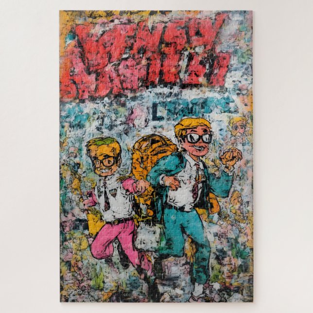 Quebra-cabeça de dois quadrinhos retro (Vertical)