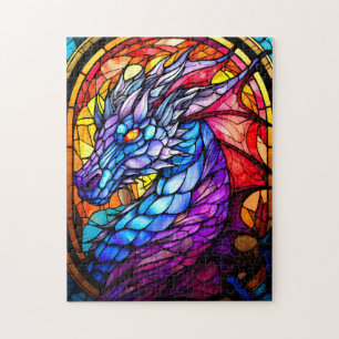 Quebra-cabeça de Dragão Puro e Azul de Vidro